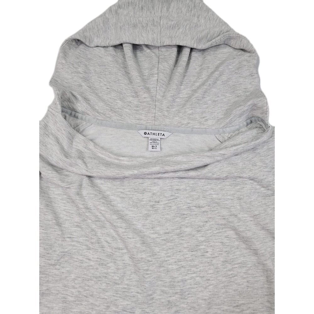 ATHLETA Purana Wrap Sweatshirt Med Hoodie Draped Pullover Modal Blend Light Gray - Picture 2 of 15